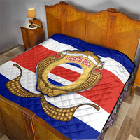 Costa Rica Flag Map Quilt Red White Blue with National Colors and Gold Crest Design - Wonder Print Shop