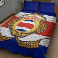 Costa Rica Flag Map Quilt Bed Set Red White Blue with National Colors and Gold Crest Design - Wonder Print Shop