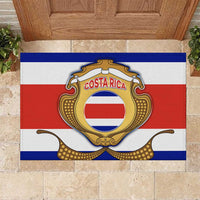 Costa Rica Flag Map Rubber Doormat Red White Blue with National Colors and Gold Crest Design - Wonder Print Shop