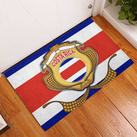 Costa Rica Flag Map Rubber Doormat Red White Blue with National Colors and Gold Crest Design - Wonder Print Shop
