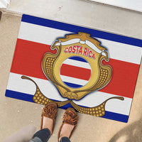 Costa Rica Flag Map Rubber Doormat Red White Blue with National Colors and Gold Crest Design - Wonder Print Shop