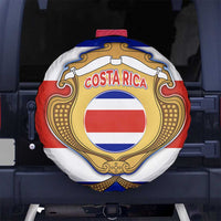 Costa Rica Flag Map Spare Tire Cover Red White Blue with National Colors and Gold Crest Design - Wonder Print Shop