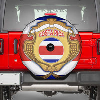 Costa Rica Flag Map Spare Tire Cover Red White Blue with National Colors and Gold Crest Design - Wonder Print Shop