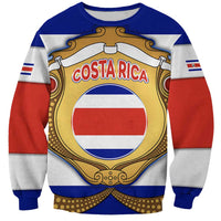 Costa Rica Flag Map Sweatshirt Red White Blue with National Colors and Gold Crest Design - Wonder Print Shop