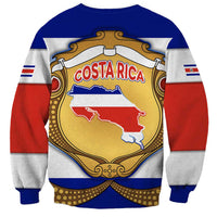 Costa Rica Flag Map Sweatshirt Red White Blue with National Colors and Gold Crest Design - Wonder Print Shop