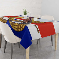 Costa Rica Flag Map Tablecloth Red White Blue with National Colors and Gold Crest Design - Wonder Print Shop