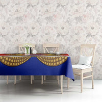 Costa Rica Flag Map Tablecloth Red White Blue with National Colors and Gold Crest Design - Wonder Print Shop