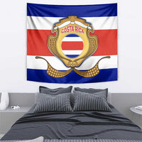 Costa Rica Flag Map Tapestry Red White Blue with National Colors and Gold Crest Design - Wonder Print Shop
