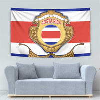 Costa Rica Flag Map Tapestry Red White Blue with National Colors and Gold Crest Design - Wonder Print Shop