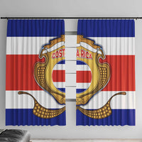 Costa Rica Flag Map Window Curtain Red White Blue with National Colors and Gold Crest Design - Wonder Print Shop
