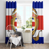 Costa Rica Flag Map Window Curtain Red White Blue with National Colors and Gold Crest Design - Wonder Print Shop