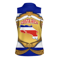 Costa Rica Flag Map Women Sleeveless Polo Shirt Red White Blue with National Colors and Gold Crest Design - Wonder Print Shop