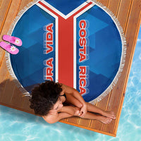 Costa Rica Pura Vida Beach Blanket Blue Geometric with Red Stripe and National Flag Detail - Wonder Print Shop
