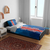 Costa Rica Pura Vida Bedding Set Blue Geometric with Red Stripe and National Flag Detail - Wonder Print Shop