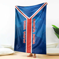 Costa Rica Pura Vida Blanket Blue Geometric with Red Stripe and National Flag Detail - Wonder Print Shop