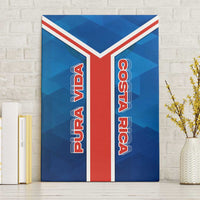 Costa Rica Pura Vida Canvas Wall Art Blue Geometric with Red Stripe and National Flag Detail - Wonder Print Shop