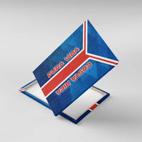 Costa Rica Pura Vida Canvas Wall Art Blue Geometric with Red Stripe and National Flag Detail - Wonder Print Shop