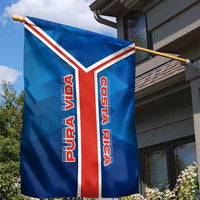 Costa Rica Pura Vida Garden Flag Blue Geometric with Red Stripe and National Flag Detail - Wonder Print Shop