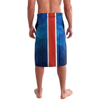 Costa Rica Pura Vida Lavalava Blue Geometric with Red Stripe and National Flag Detail - Wonder Print Shop