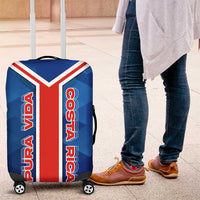 Costa Rica Pura Vida Luggage Cover Blue Geometric with Red Stripe and National Flag Detail - Wonder Print Shop