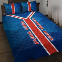 Costa Rica Pura Vida Quilt Bed Set Blue Geometric with Red Stripe and National Flag Detail - Wonder Print Shop