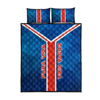 Costa Rica Pura Vida Quilt Bed Set Blue Geometric with Red Stripe and National Flag Detail - Wonder Print Shop