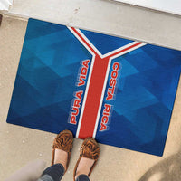 Costa Rica Pura Vida Rubber Doormat Blue Geometric with Red Stripe and National Flag Detail - Wonder Print Shop