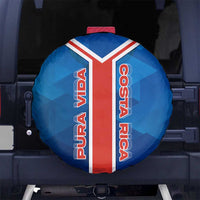 Costa Rica Pura Vida Spare Tire Cover Blue Geometric with Red Stripe and National Flag Detail - Wonder Print Shop