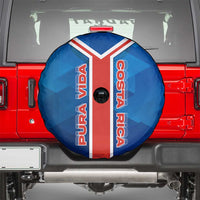 Costa Rica Pura Vida Spare Tire Cover Blue Geometric with Red Stripe and National Flag Detail - Wonder Print Shop