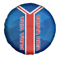 Costa Rica Pura Vida Spare Tire Cover Blue Geometric with Red Stripe and National Flag Detail - Wonder Print Shop