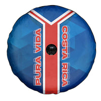 Costa Rica Pura Vida Spare Tire Cover Blue Geometric with Red Stripe and National Flag Detail - Wonder Print Shop