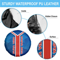Costa Rica Pura Vida Spare Tire Cover Blue Geometric with Red Stripe and National Flag Detail - Wonder Print Shop