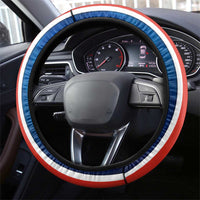 Costa Rica Pura Vida Steering Wheel Cover Blue Geometric with Red Stripe and National Flag Detail - Wonder Print Shop