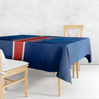 Costa Rica Pura Vida Tablecloth Blue Geometric with Red Stripe and National Flag Detail - Wonder Print Shop