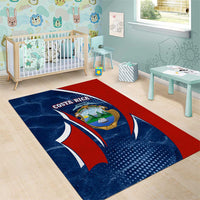 Costa Rica Orchid Area Rug Red and Blue with National Emblem and Purple Flower Design - Wonder Print Shop