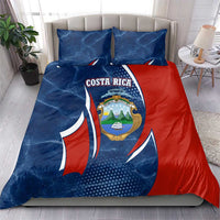 Costa Rica Orchid Bedding Set Red and Blue with National Emblem and Purple Flower Design - Wonder Print Shop