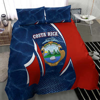 Costa Rica Orchid Bedding Set Red and Blue with National Emblem and Purple Flower Design - Wonder Print Shop