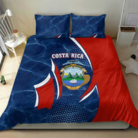 Costa Rica Orchid Bedding Set Red and Blue with National Emblem and Purple Flower Design - Wonder Print Shop
