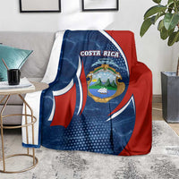 Costa Rica Orchid Blanket Red and Blue with National Emblem and Purple Flower Design - Wonder Print Shop