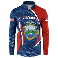 Costa Rica Orchid Button Sweatshirt Red and Blue with National Emblem and Purple Flower Design - Wonder Print Shop