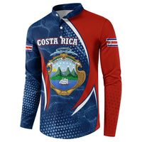 Costa Rica Orchid Button Sweatshirt Red and Blue with National Emblem and Purple Flower Design - Wonder Print Shop