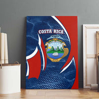 Costa Rica Orchid Canvas Wall Art Red and Blue with National Emblem and Purple Flower Design - Wonder Print Shop
