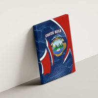 Costa Rica Orchid Canvas Wall Art Red and Blue with National Emblem and Purple Flower Design - Wonder Print Shop