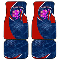 Costa Rica Orchid Car Mats Red and Blue with National Emblem and Purple Flower Design - Wonder Print Shop