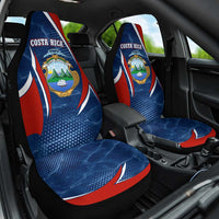 Costa Rica Orchid Car Seat Cover Red and Blue with National Emblem and Purple Flower Design - Wonder Print Shop