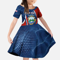 Costa Rica Orchid Family Matching Summer Maxi Dress and Hawaiian Shirt Red and Blue with National Emblem and Purple Flower Design - Wonder Print Shop