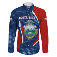 Costa Rica Orchid Family Matching Summer Maxi Dress and Hawaiian Shirt Red and Blue with National Emblem and Purple Flower Design - Wonder Print Shop