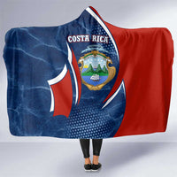 Costa Rica Orchid Hooded Blanket Red and Blue with National Emblem and Purple Flower Design - Wonder Print Shop