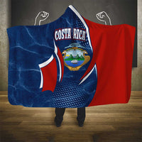 Costa Rica Orchid Hooded Blanket Red and Blue with National Emblem and Purple Flower Design - Wonder Print Shop