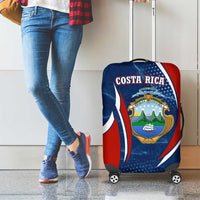Costa Rica Orchid Luggage Cover Red and Blue with National Emblem and Purple Flower Design - Wonder Print Shop
